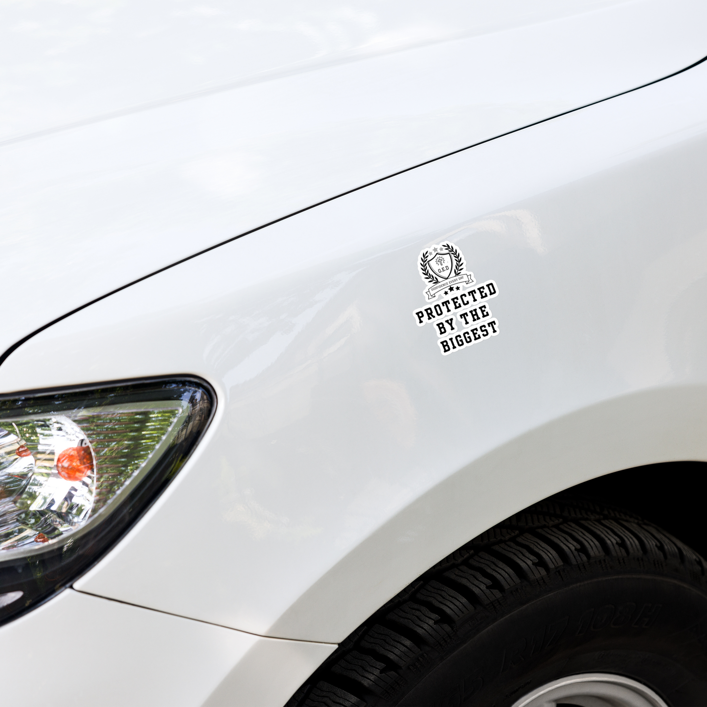 G.E.D. Protected By The Biggest Statement Stickers - Godfidence Every Day G.E.D. Brand