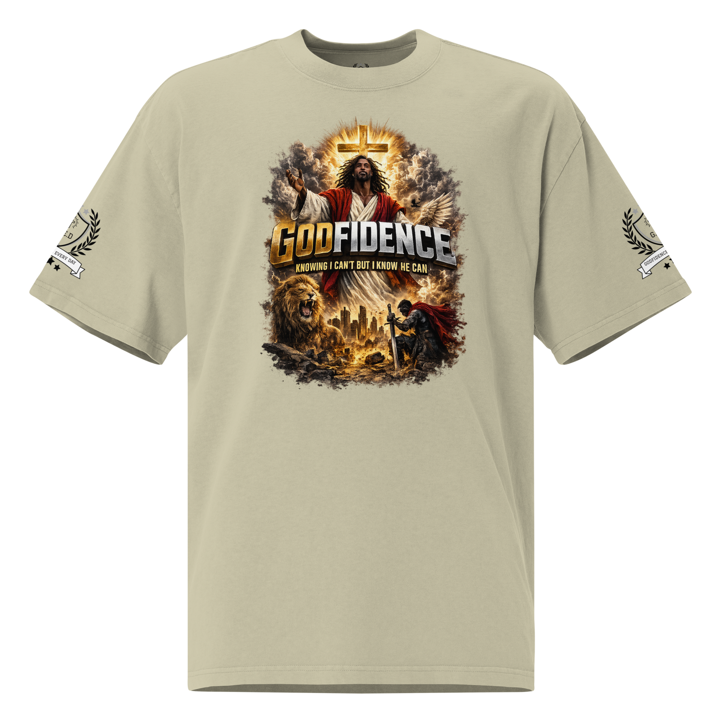 NEW!! Godfidence War Front Oversized faded t-shirt - Godfidence Every Day G.E.D. Brand