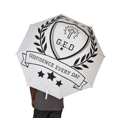 G.E.D Logo Sleek Semi-Automatic Umbrella - Godfidence Every Day G.E.D. Brand
