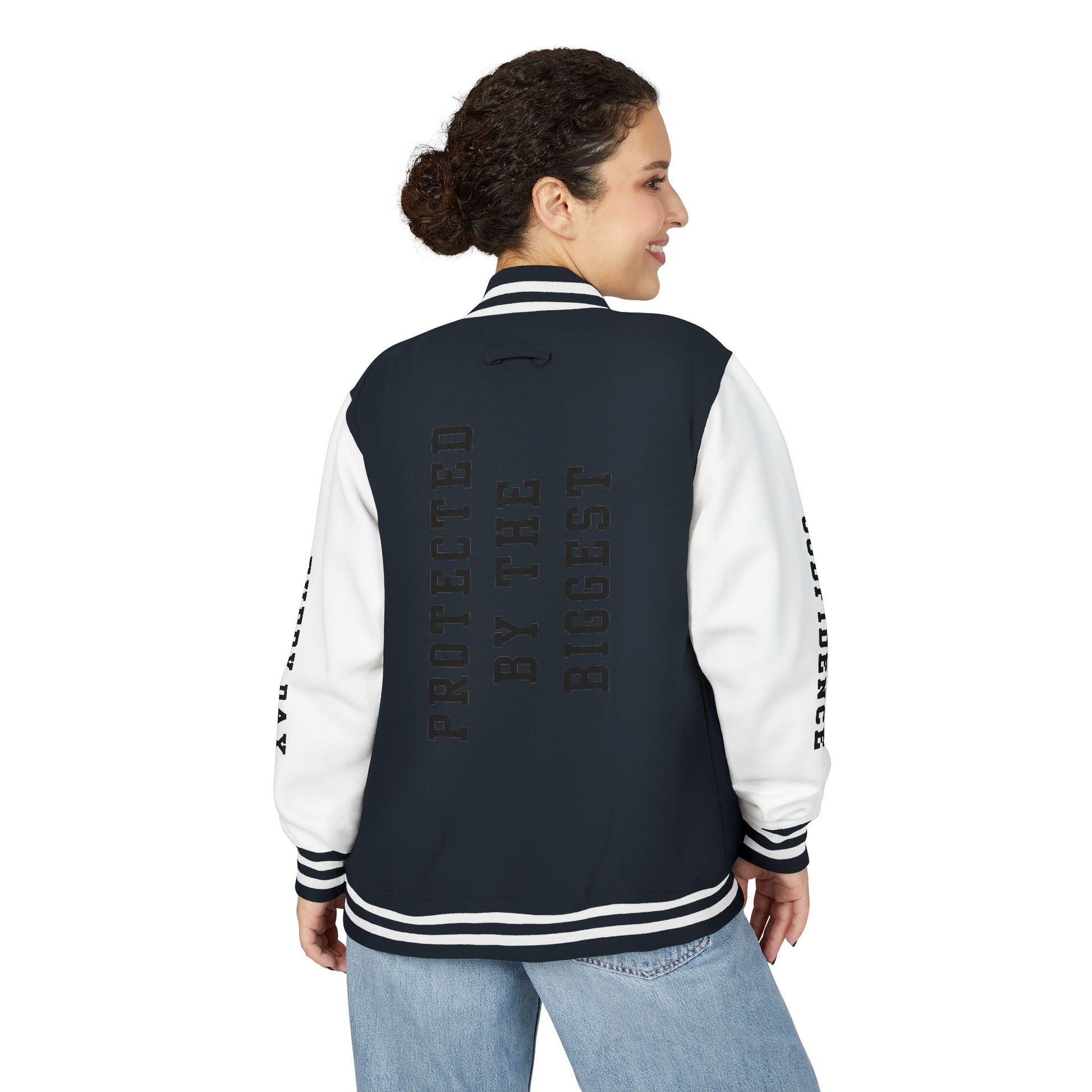 Black Letter Godfidence Every Day Protected By The Biggest Letterman Jacket - Godfidence Every Day G.E.D. Brand