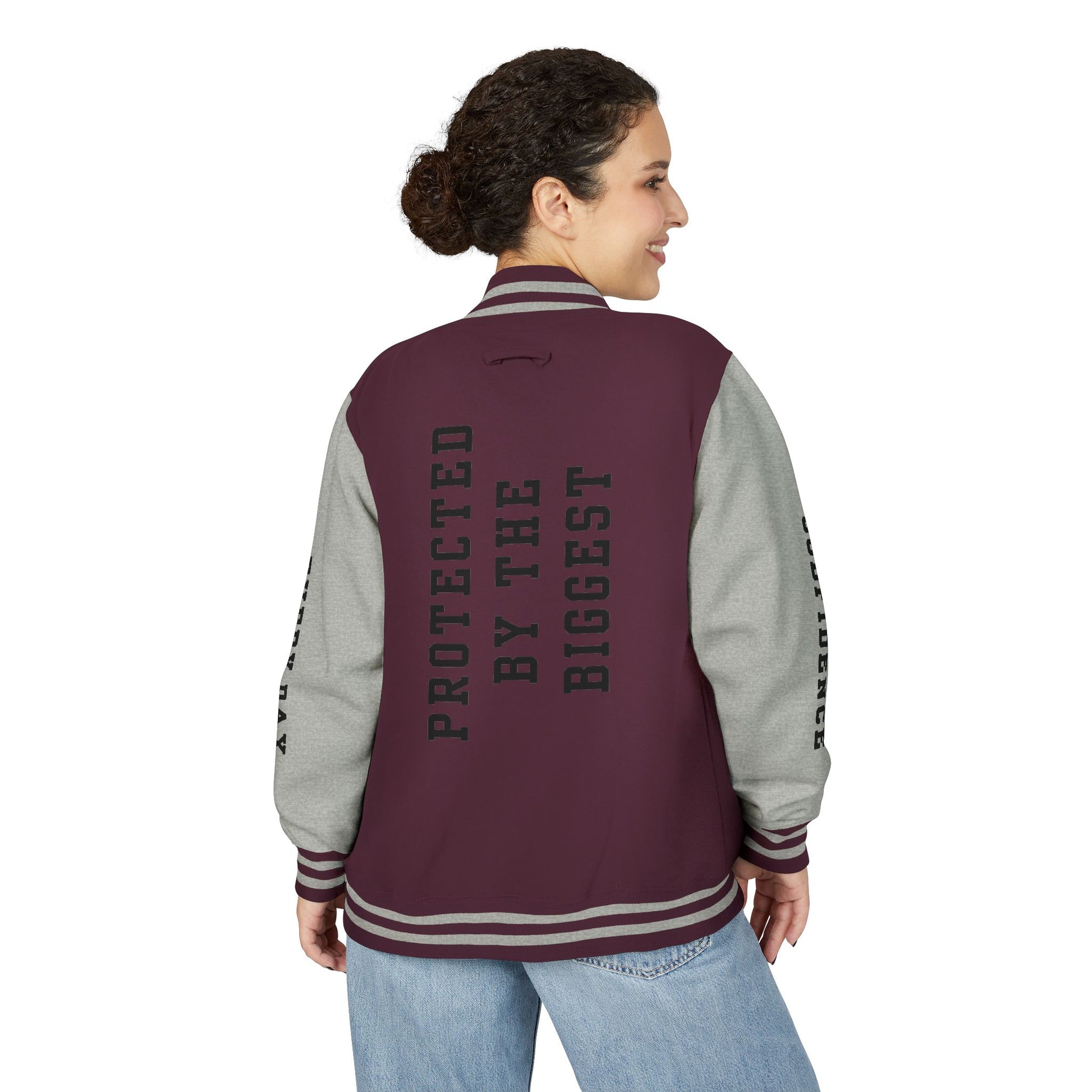 Black Letter Godfidence Every Day Protected By The Biggest Letterman Jacket - Godfidence Every Day G.E.D. Brand
