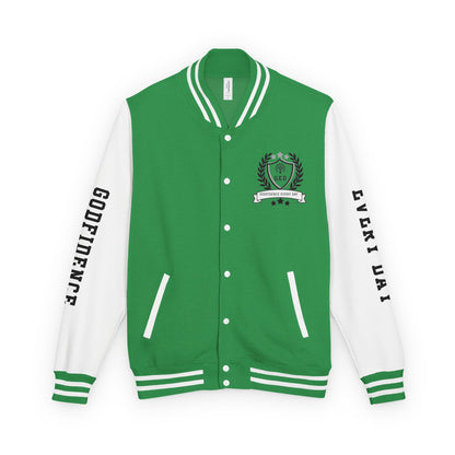 Black Letter Godfidence Every Day Protected By The Biggest Letterman Jacket - Godfidence Every Day G.E.D. Brand