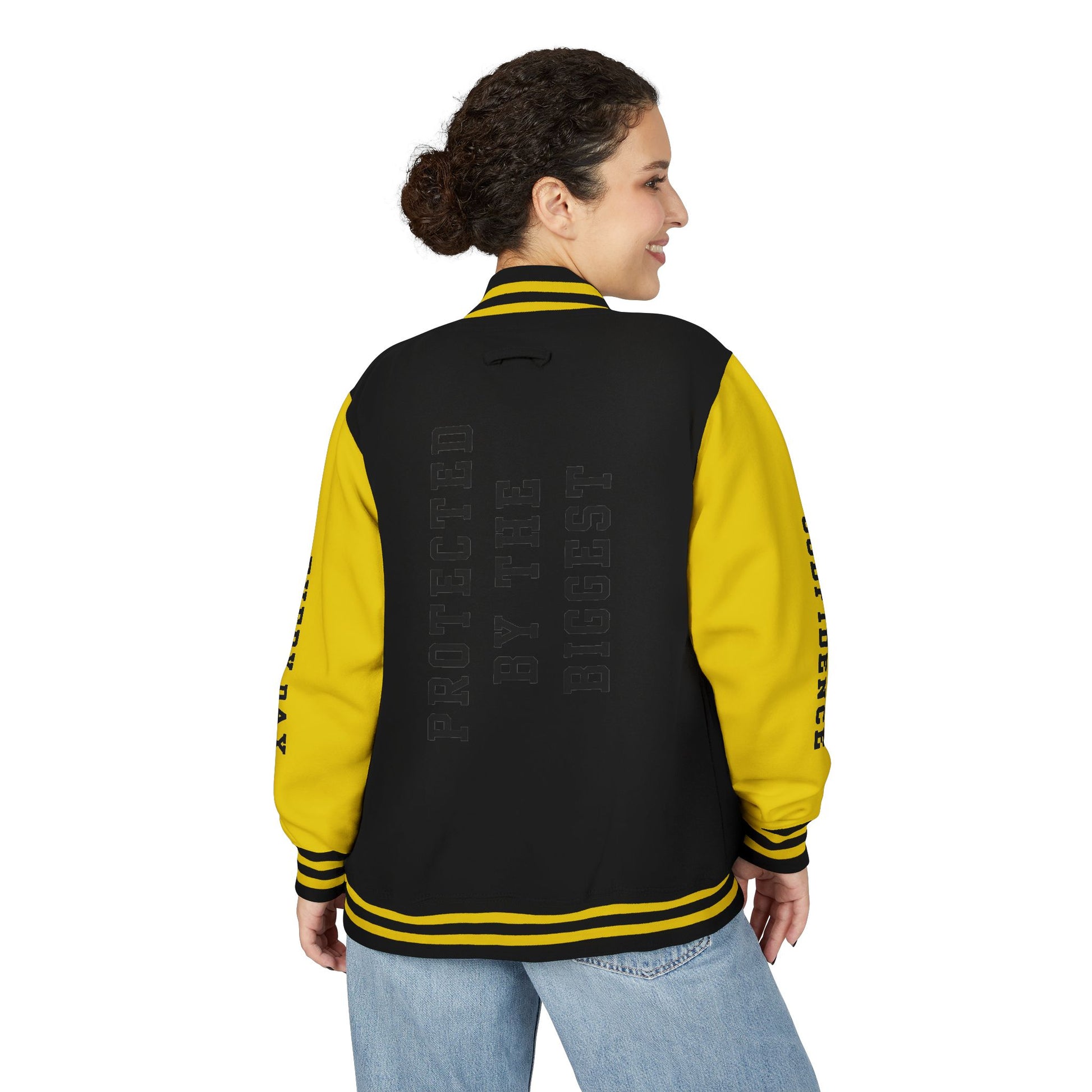 Black Letter Godfidence Every Day Protected By The Biggest Letterman Jacket - Godfidence Every Day G.E.D. Brand