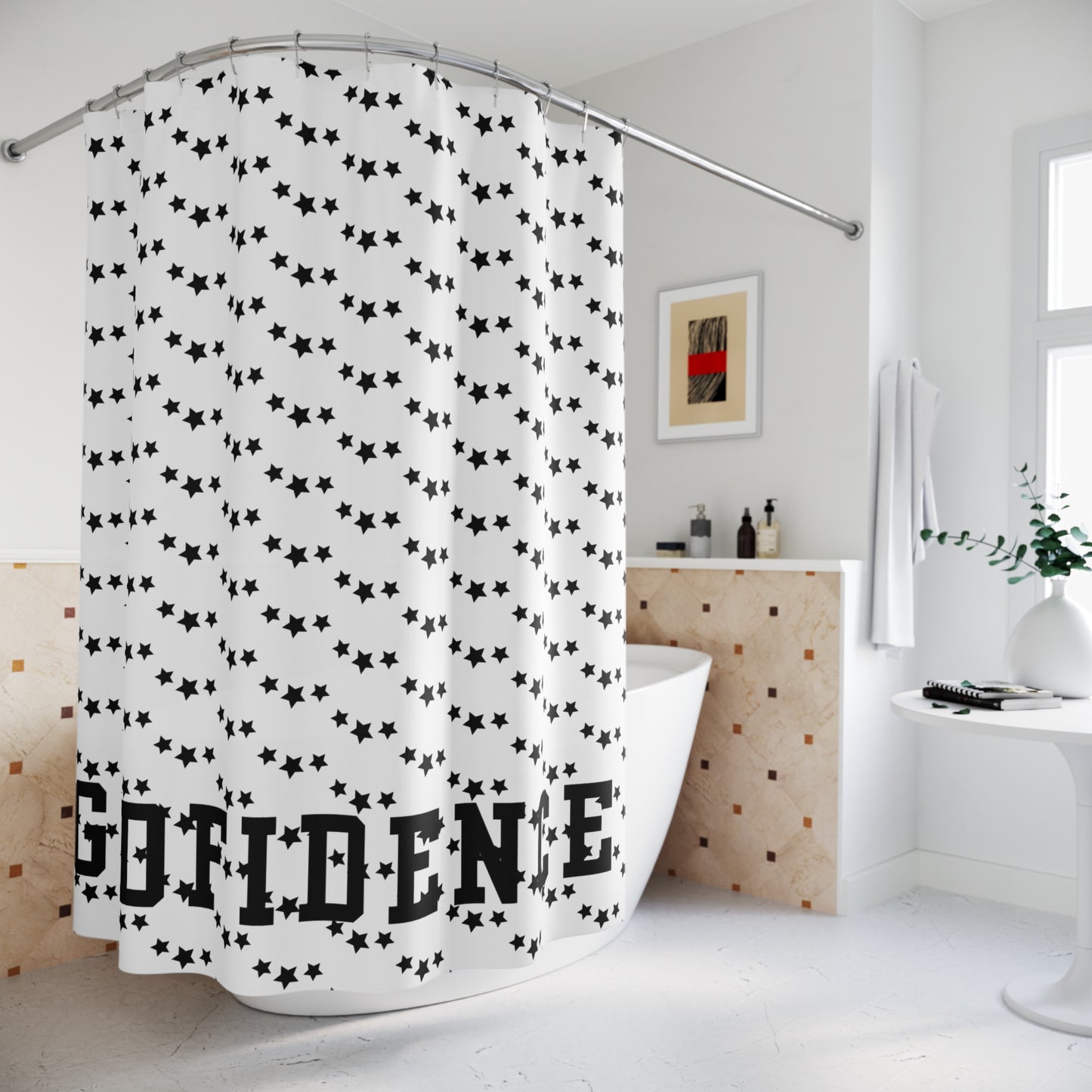 NEW!!! Godfidence Star & Stripes Pattern Shower Curtain