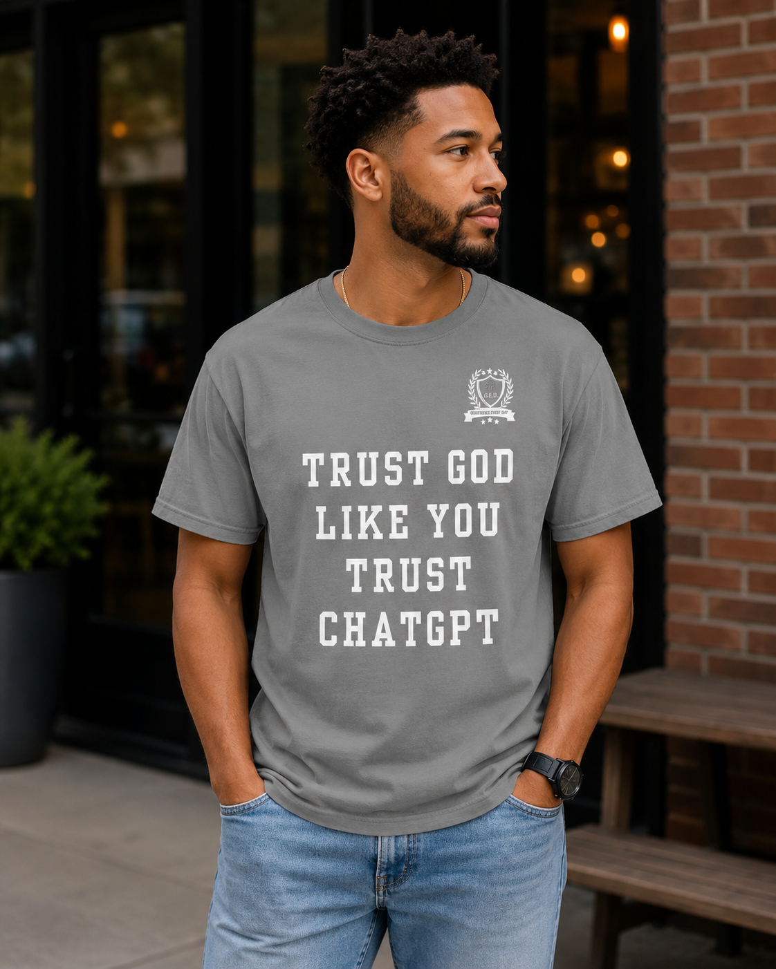 NEW!! Godfidence Front GPT Comfort Colors Tee - Godfidence Every Day G.E.D. Brand