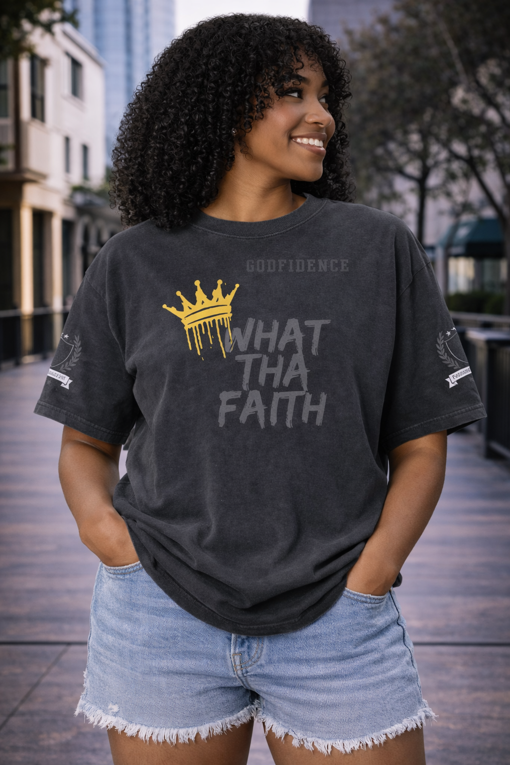 NEW!!! Godfidence WTF What Tha Faith Oversized faded t-shirt
