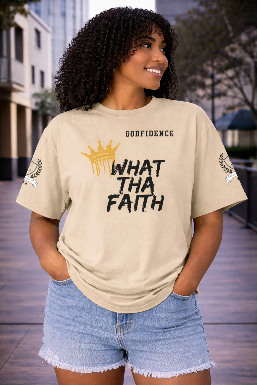 NEW!!! Godfidence WTF What Tha Faith Oversized faded t-shirt
