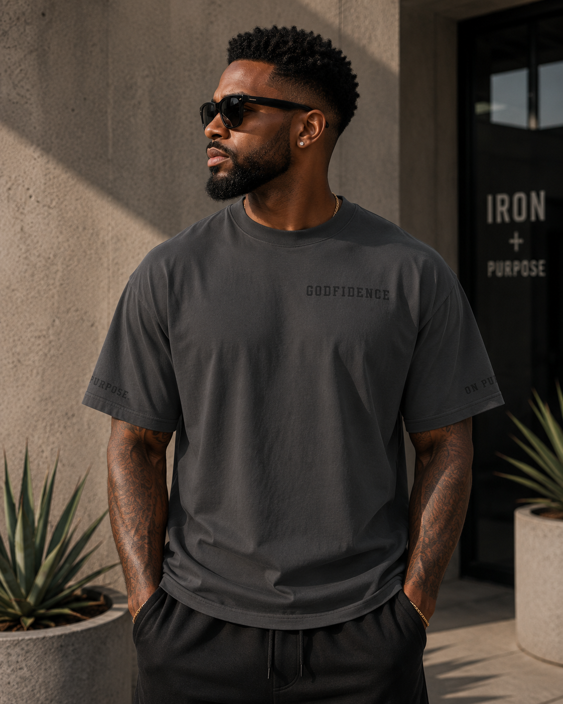 NEW!! Godfidence War Oversized faded t-shirt - Godfidence Every Day G.E.D. Brand