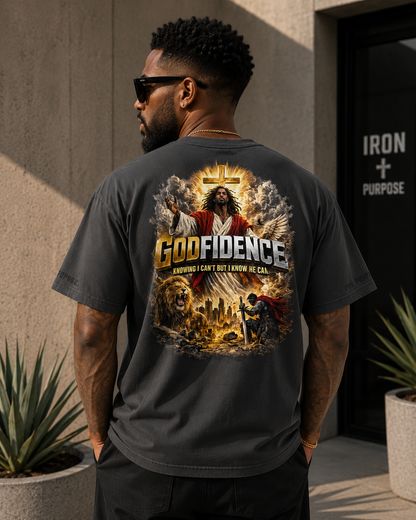 NEW!! Godfidence War Oversized faded t-shirt - Godfidence Every Day G.E.D. Brand