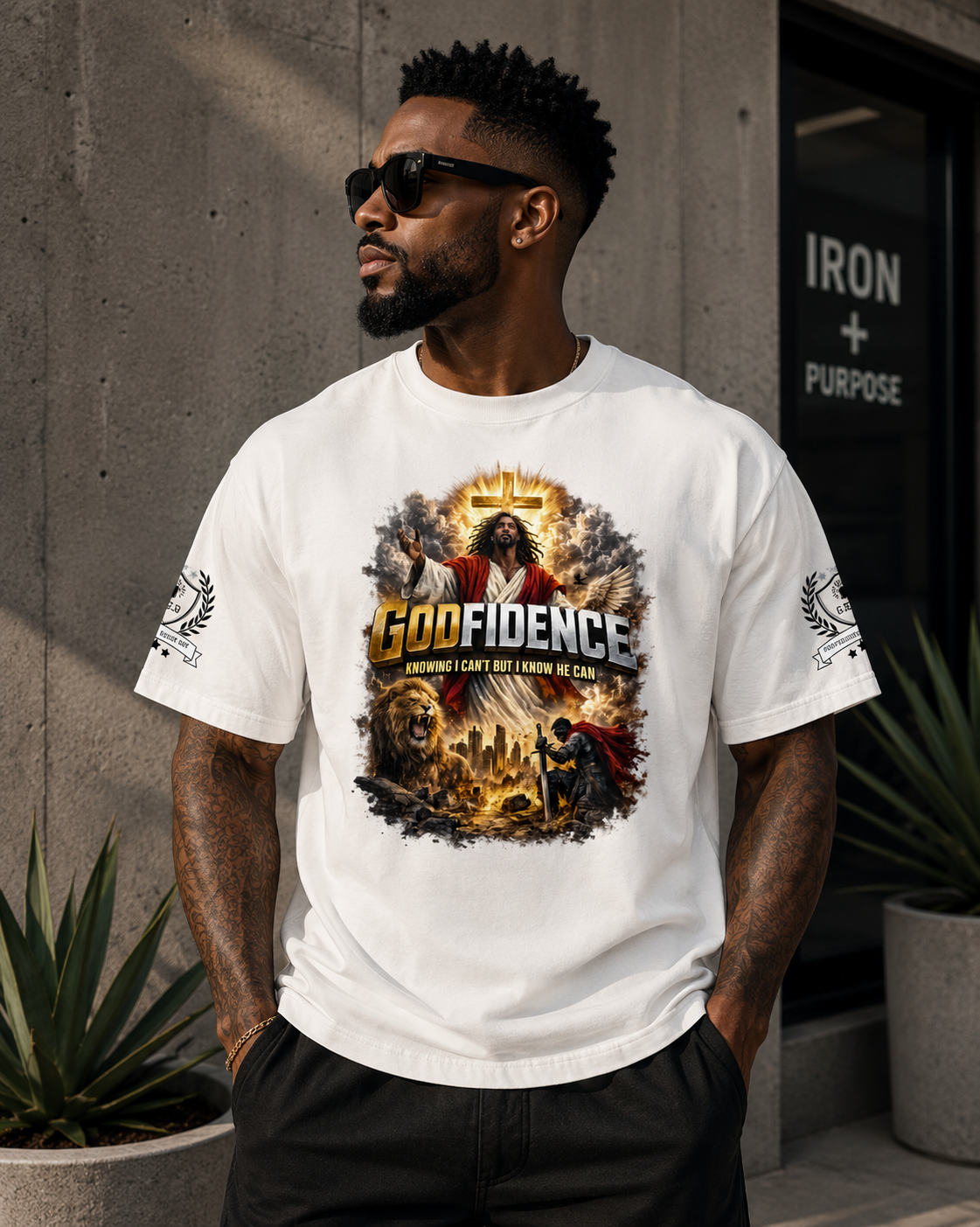 NEW!! Godfidence War Front Oversized faded t-shirt - Godfidence Every Day G.E.D. Brand