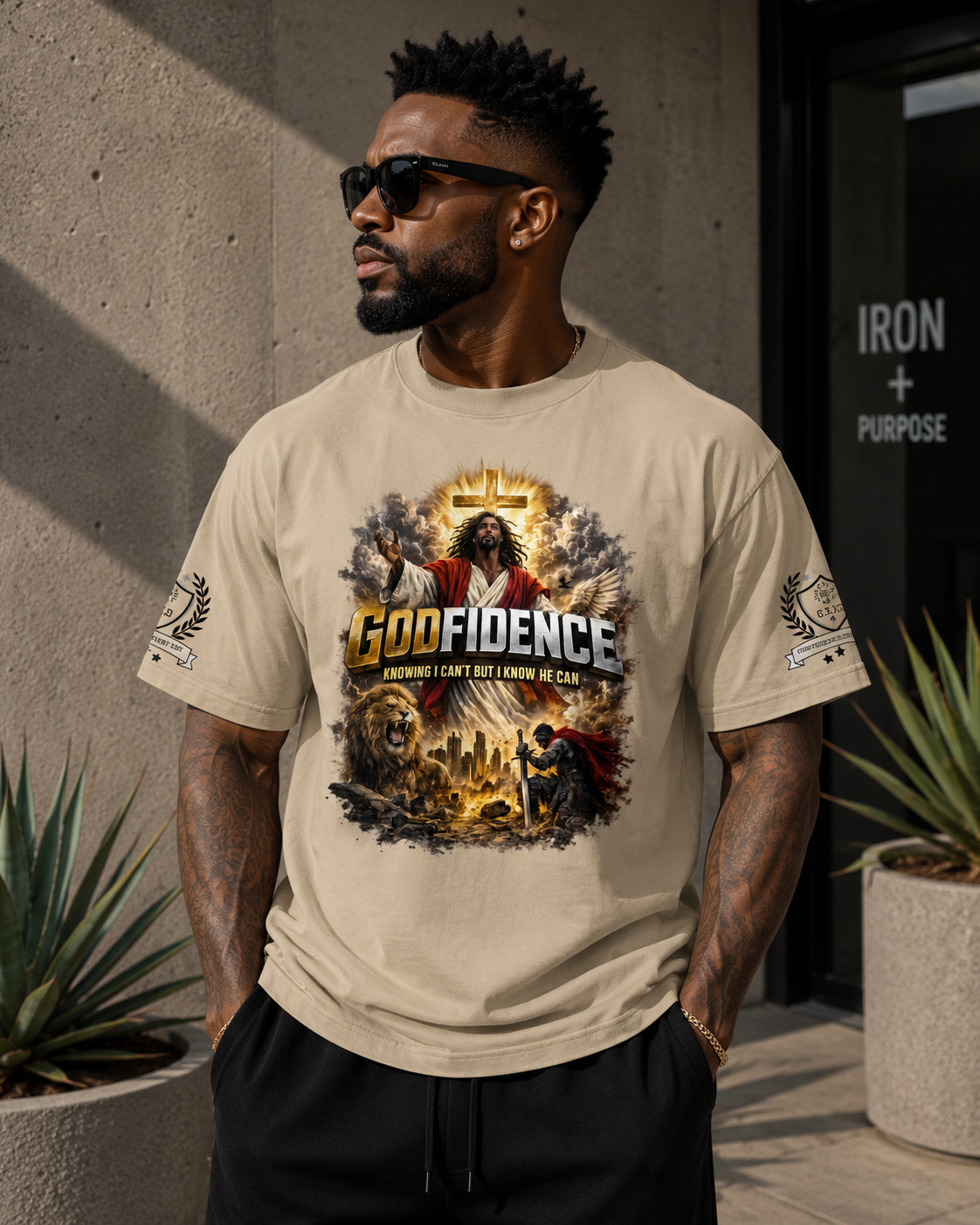 NEW!! Godfidence War Front Oversized faded t-shirt - Godfidence Every Day G.E.D. Brand
