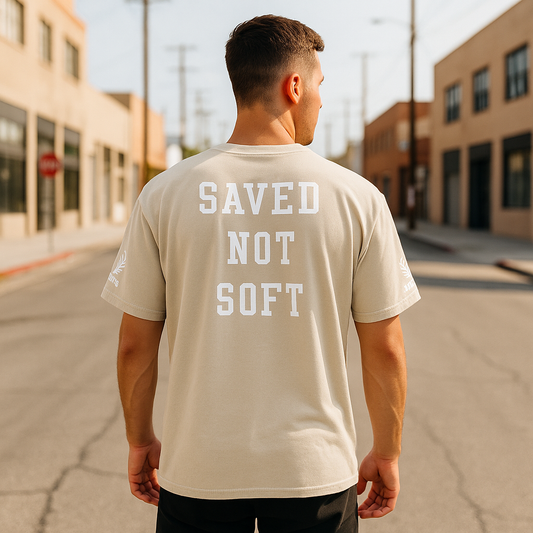 Godfidence Saved Not Soft Oversized faded t-shirt - Godfidence Every Day G.E.D. Brand