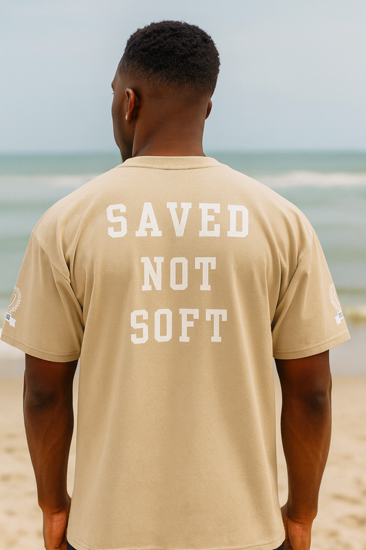 Godfidence Saved Not Soft Oversized faded t-shirt - Godfidence Every Day G.E.D. Brand