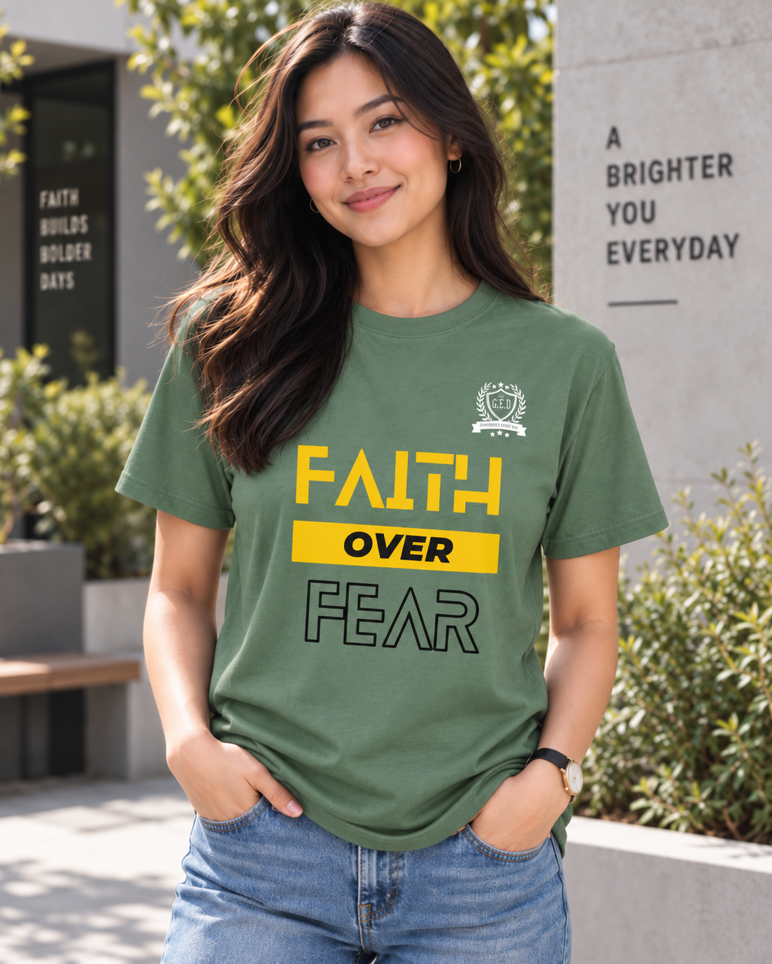 NEW!!! Godfidence Faith Over Hollow Fear Tee - Godfidence Every Day G.E.D. Brand