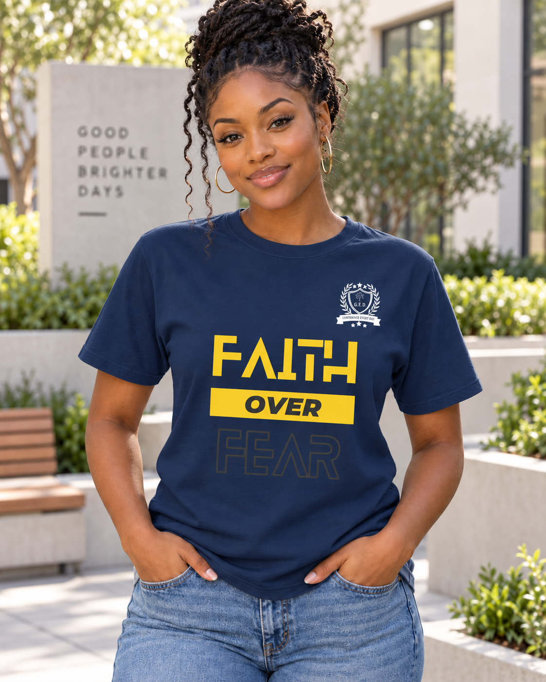 NEW!!! Godfidence Faith Over Hollow Fear Tee - Godfidence Every Day G.E.D. Brand