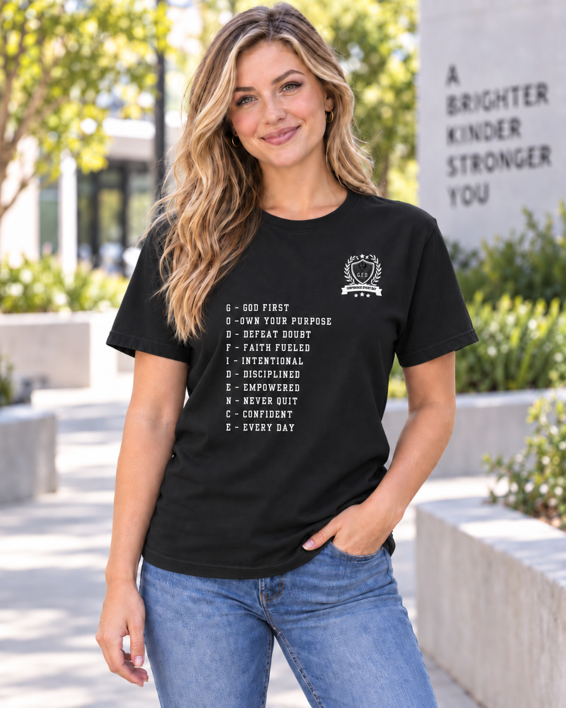 NEW!! Godfidence Acronym Front Tee - Godfidence Every Day G.E.D. Brand
