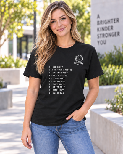 NEW!! Godfidence Acronym Front Tee - Godfidence Every Day G.E.D. Brand