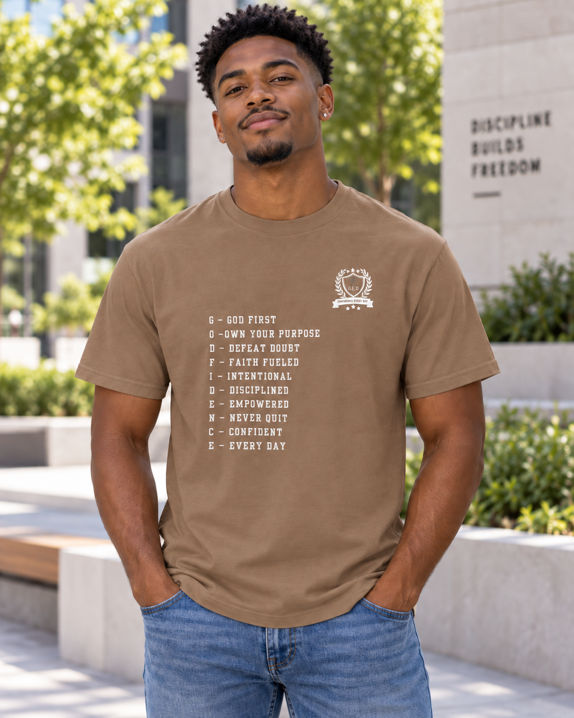 NEW!! Godfidence Acronym Front Tee - Godfidence Every Day G.E.D. Brand