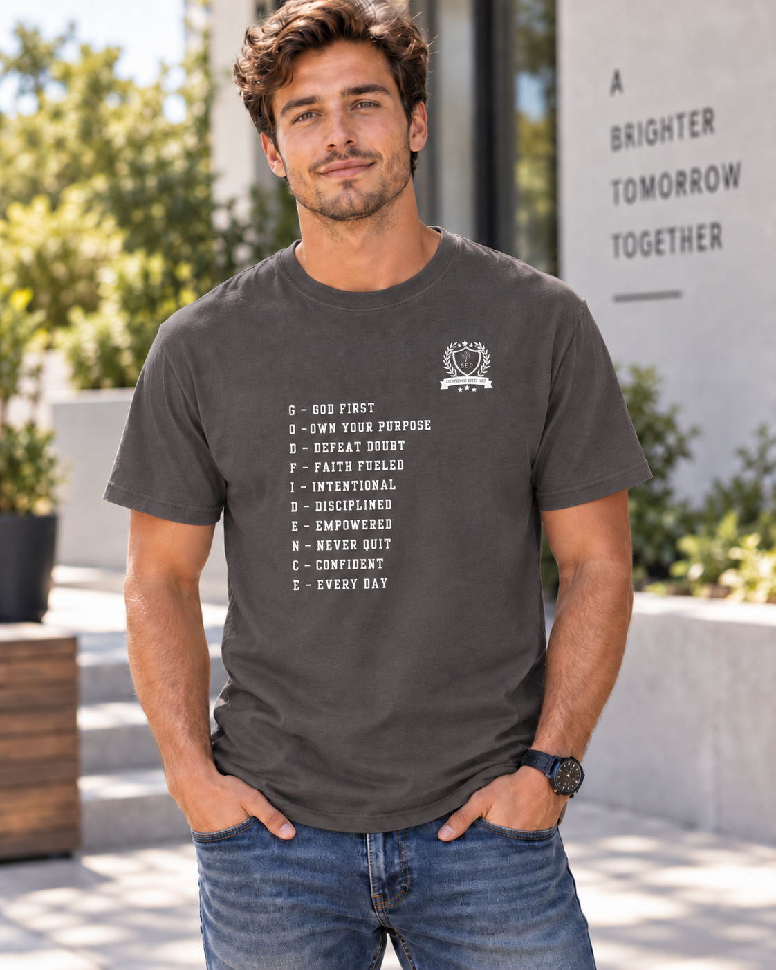 NEW!! Godfidence Acronym Front Tee - Godfidence Every Day G.E.D. Brand