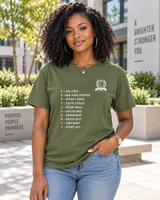 NEW!! Godfidence Acronym Front Tee - Godfidence Every Day G.E.D. Brand