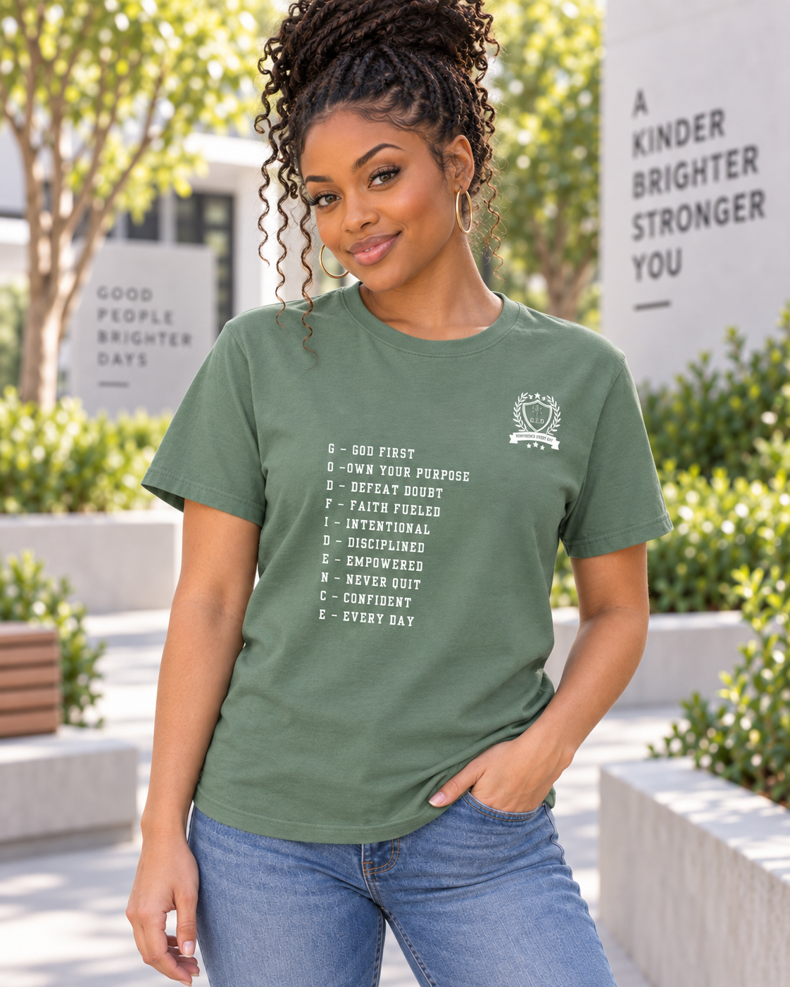 NEW!! Godfidence Acronym Front Tee - Godfidence Every Day G.E.D. Brand
