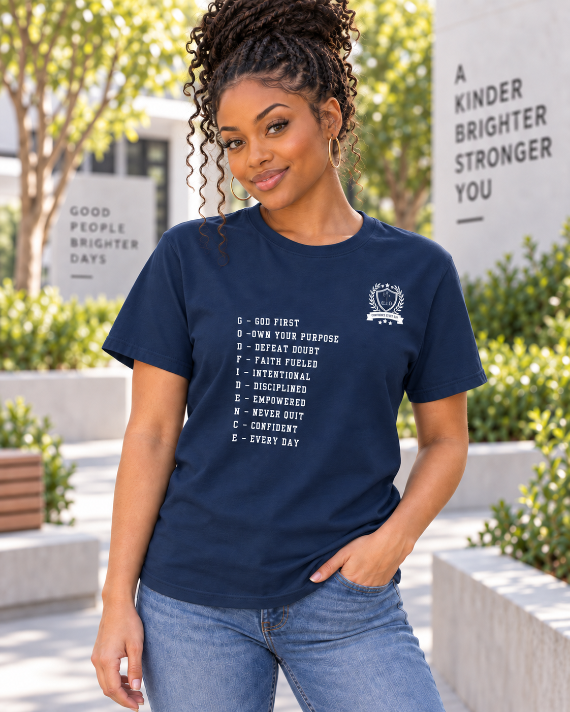 NEW!! Godfidence Acronym Front Tee - Godfidence Every Day G.E.D. Brand