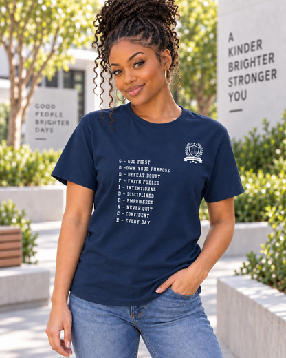NEW!! Godfidence Acronym Front Tee - Godfidence Every Day G.E.D. Brand
