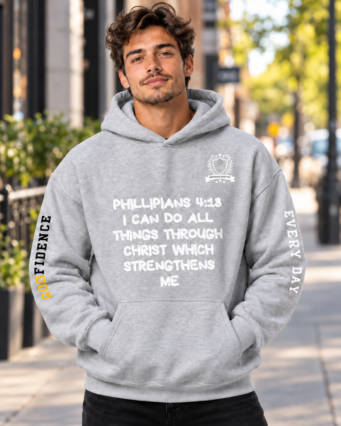 Godfidence Phill413 Hoodie (white lettering)