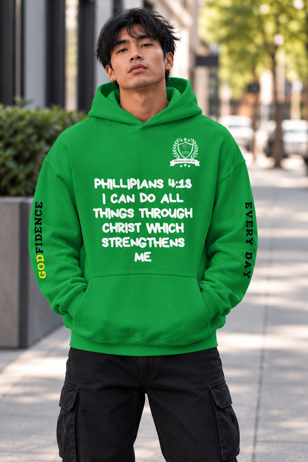 Godfidence Phill413 Hoodie (white lettering)