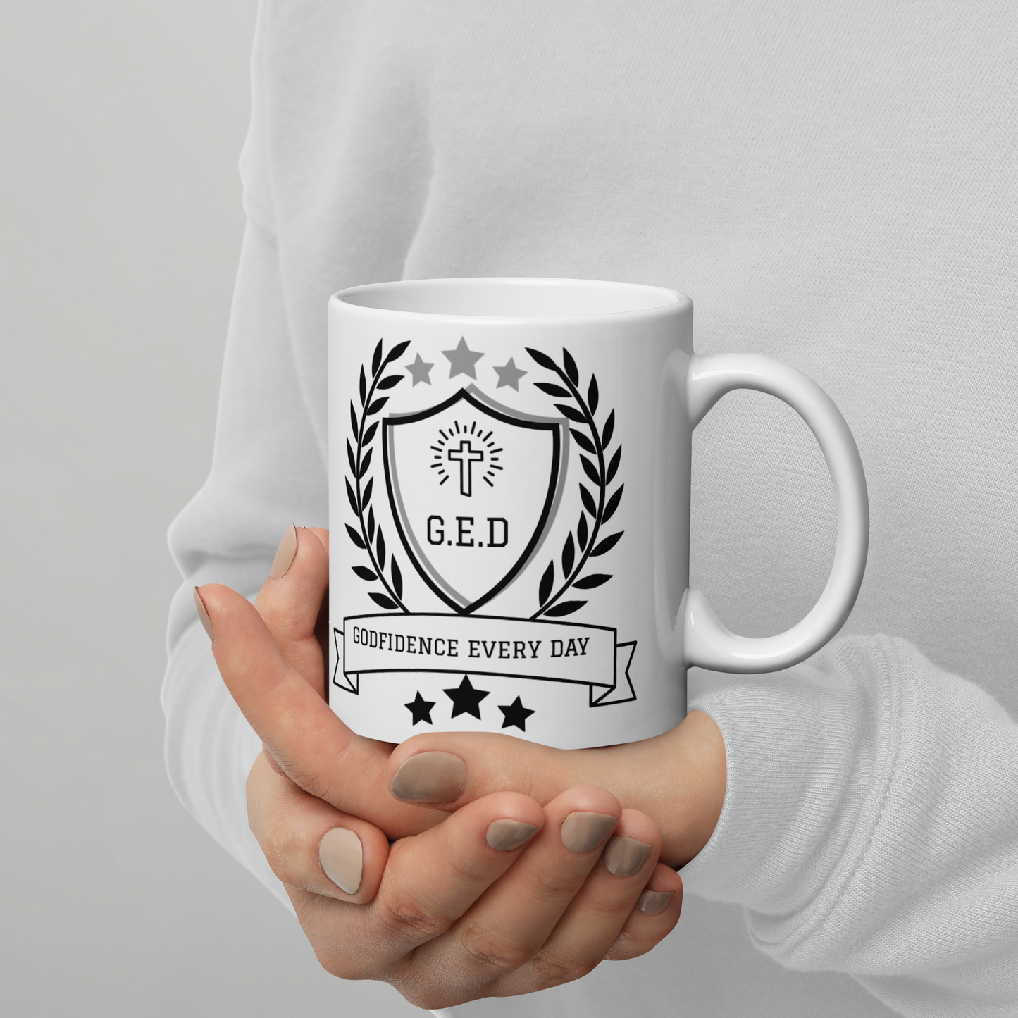 NEW!!! Full Time G.E.D White glossy mug - Godfidence Every Day G.E.D. Brand
